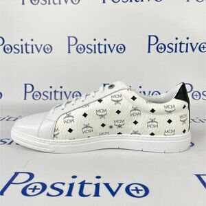 MCM Terrain Derby Visetos White Leather Low Top Sneakers US 11 EU 44